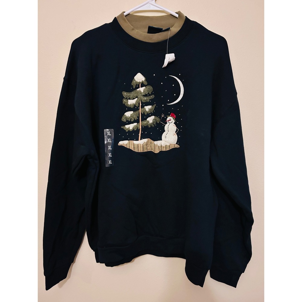 Lighthouse Apparel Sweatshirt Unisex XL Navy NWT Embroidered Snowman Mock Neck
